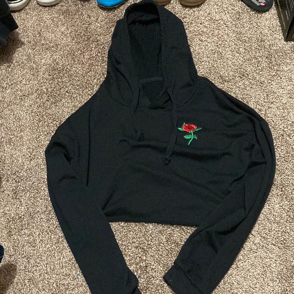 black cropped hoodie